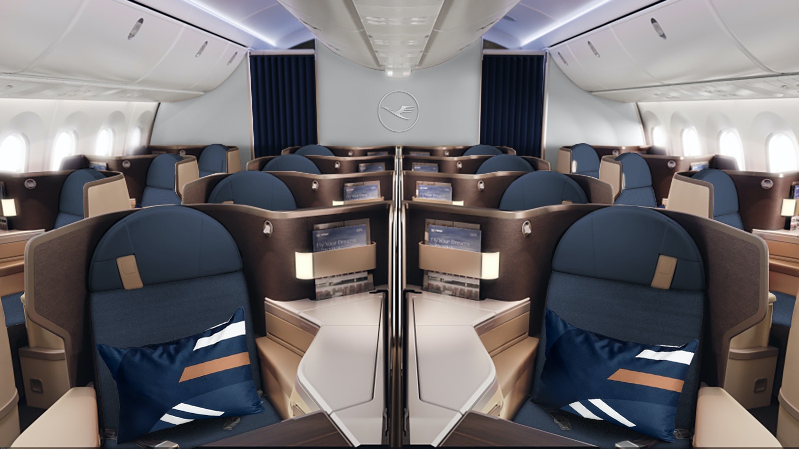 Lufthansa Business Class (Collins Super Diamond) cabin on the 787-9